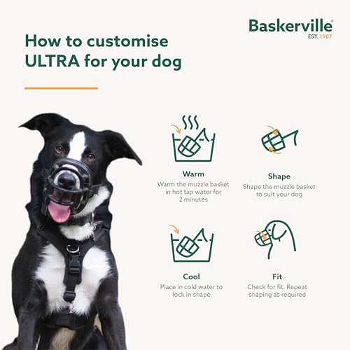 Baskerville Ultra Muzzle Size 4 Black - Humane, Breathable, Heat-Shapable for Medium Dogs