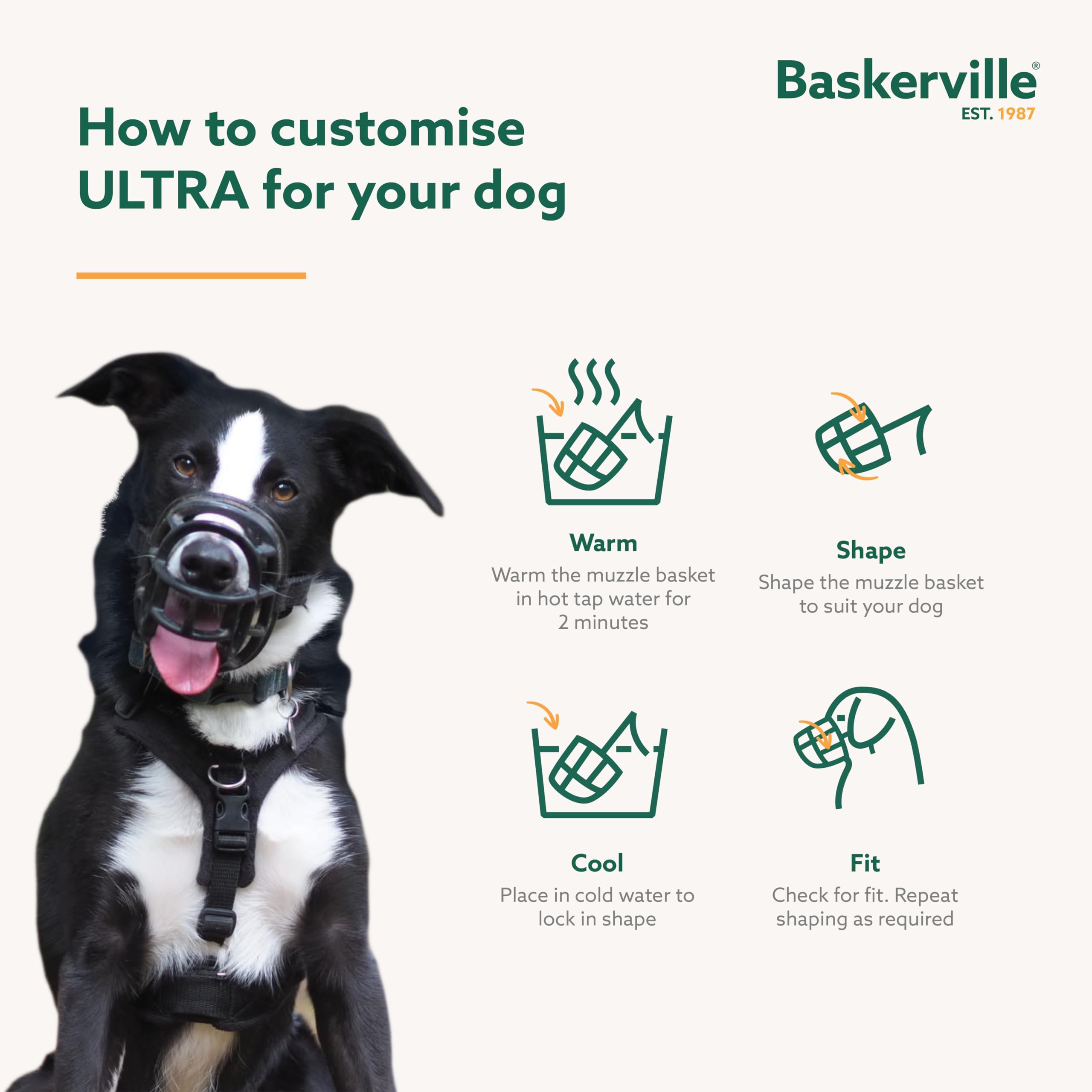 Baskerville Ultra Muzzle Size 4 Black - Humane, Breathable, Heat-Shapable for Medium Dogs
