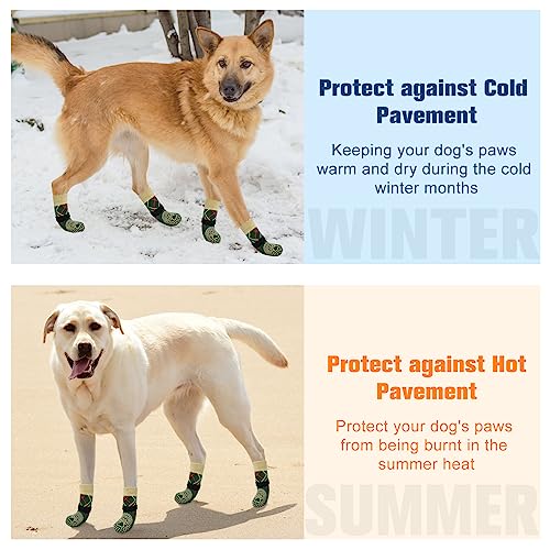 BEAUTYZOO 6-Pack Anti-Slip Dog Socks - Green Medium, Traction Control for Hardwood Floors, Prevents Licking