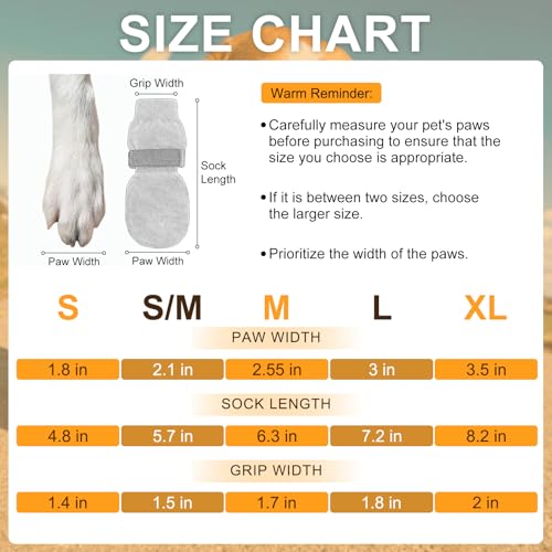 BEAUTYZOO 6 Pack Anti-Slip Dog Socks for Small/Medium Dogs – Brown Paw Protectors with Grips for Hardwood Floors