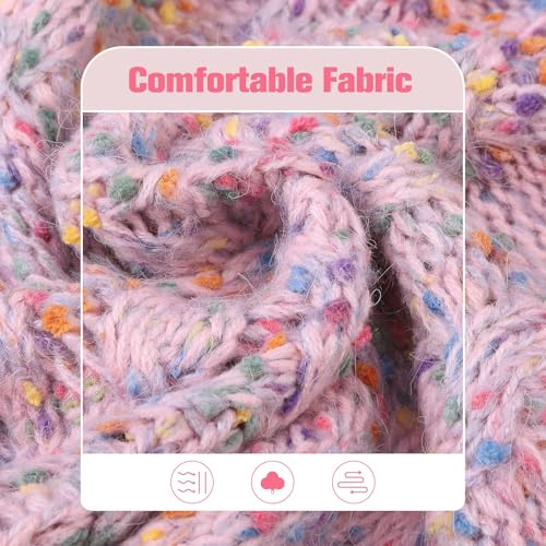 BEAUTYZOO Cable Knit Dog Sweater - Color Block Turtleneck with Dots for Small to Medium Dogs, M Pink