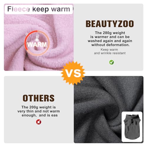 BEAUTYZOO Dog Fleece Vest Sweater - Winter Jacket for Small & Medium Dogs, Large, with D-Ring Leash Attachment