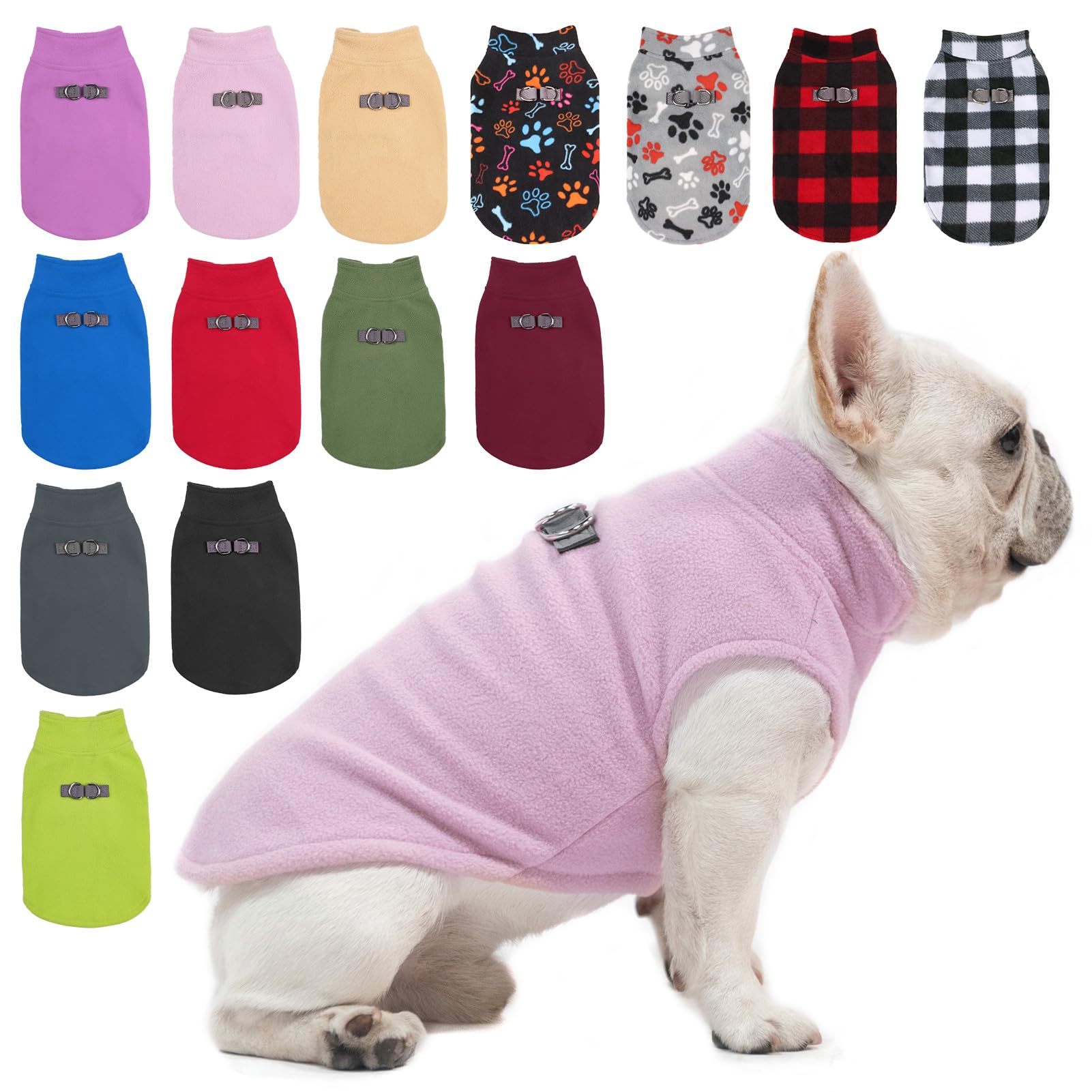 BEAUTYZOO Dog Fleece Vest Sweater - Winter Jacket for Small & Medium Dogs, Large, with D-Ring Leash Attachment