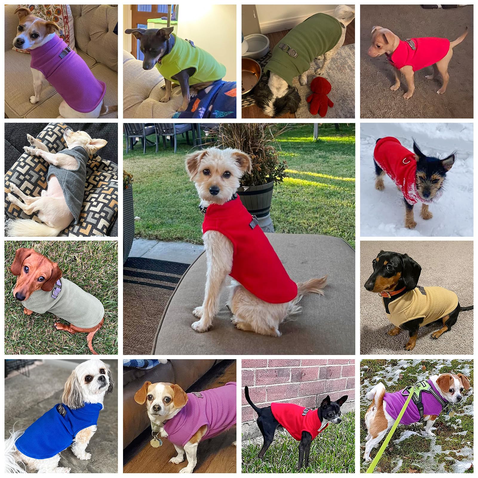 BEAUTYZOO Dog Fleece Vest Sweater - Winter Jacket for Small & Medium Dogs, Large, with D-Ring Leash Attachment