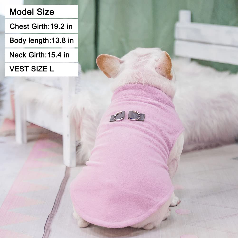 BEAUTYZOO Dog Fleece Vest Sweater - Winter Jacket for Small & Medium Dogs, Large, with D-Ring Leash Attachment