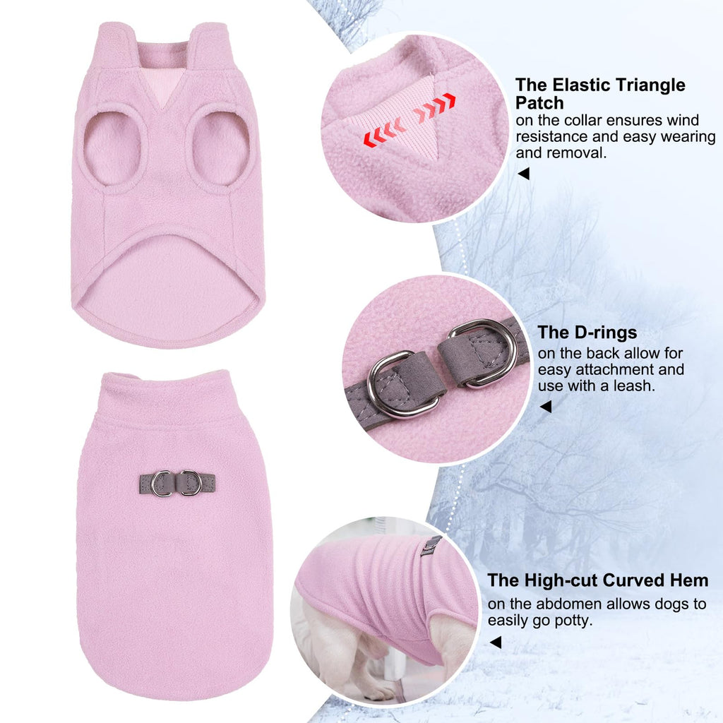 BEAUTYZOO Dog Fleece Vest Sweater - Winter Jacket for Small & Medium Dogs, Large, with D-Ring Leash Attachment