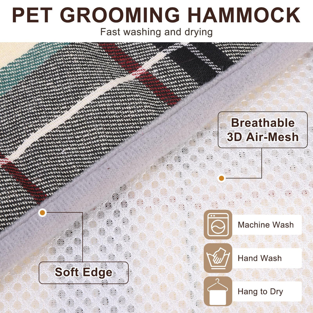 BEAUTYZOO Dog Grooming Hammock for Small Dogs & Cats – Beige XS – Includes Clippers & Safety Strap