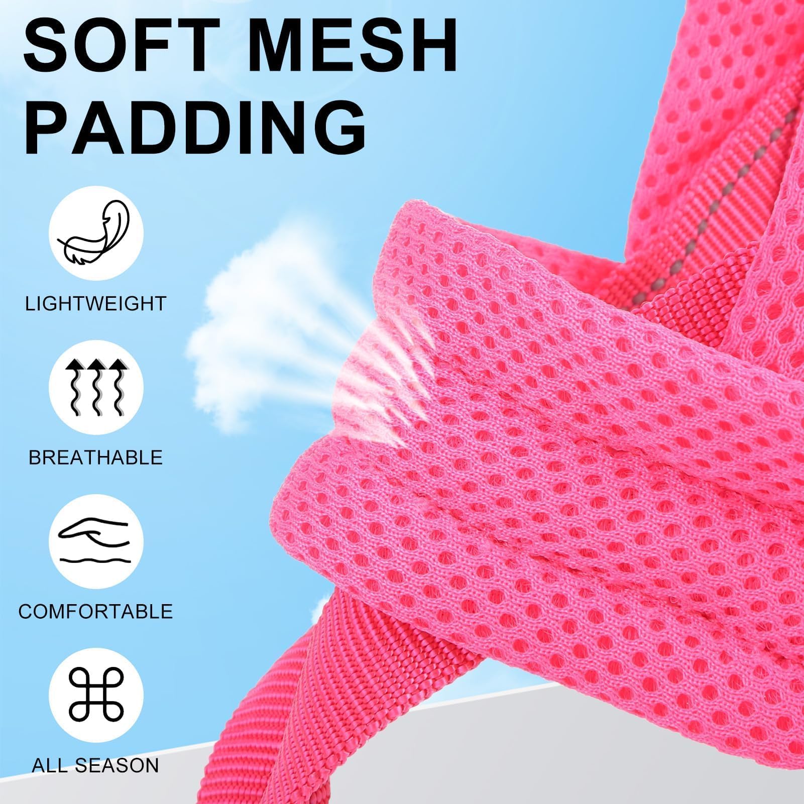 BEAUTYZOO Dog Harness and Leash Set for Small Dogs, No Pull Vest with Reflective Stitching, Size S Pink