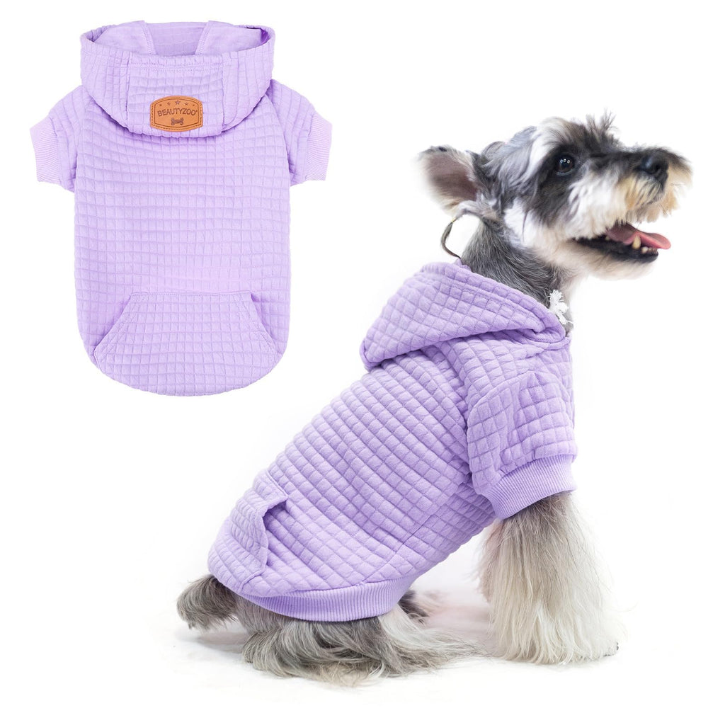 BEAUTYZOO Dog Hoodie Sweater with Pockets - Waffle-Like Laminated Cotton, Adjustable Hood, Leash Hole for Small Medium Dogs