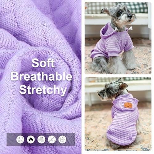 BEAUTYZOO Dog Hoodie Sweater with Pockets - Waffle-Like Laminated Cotton, Adjustable Hood, Leash Hole for Small Medium Dogs
