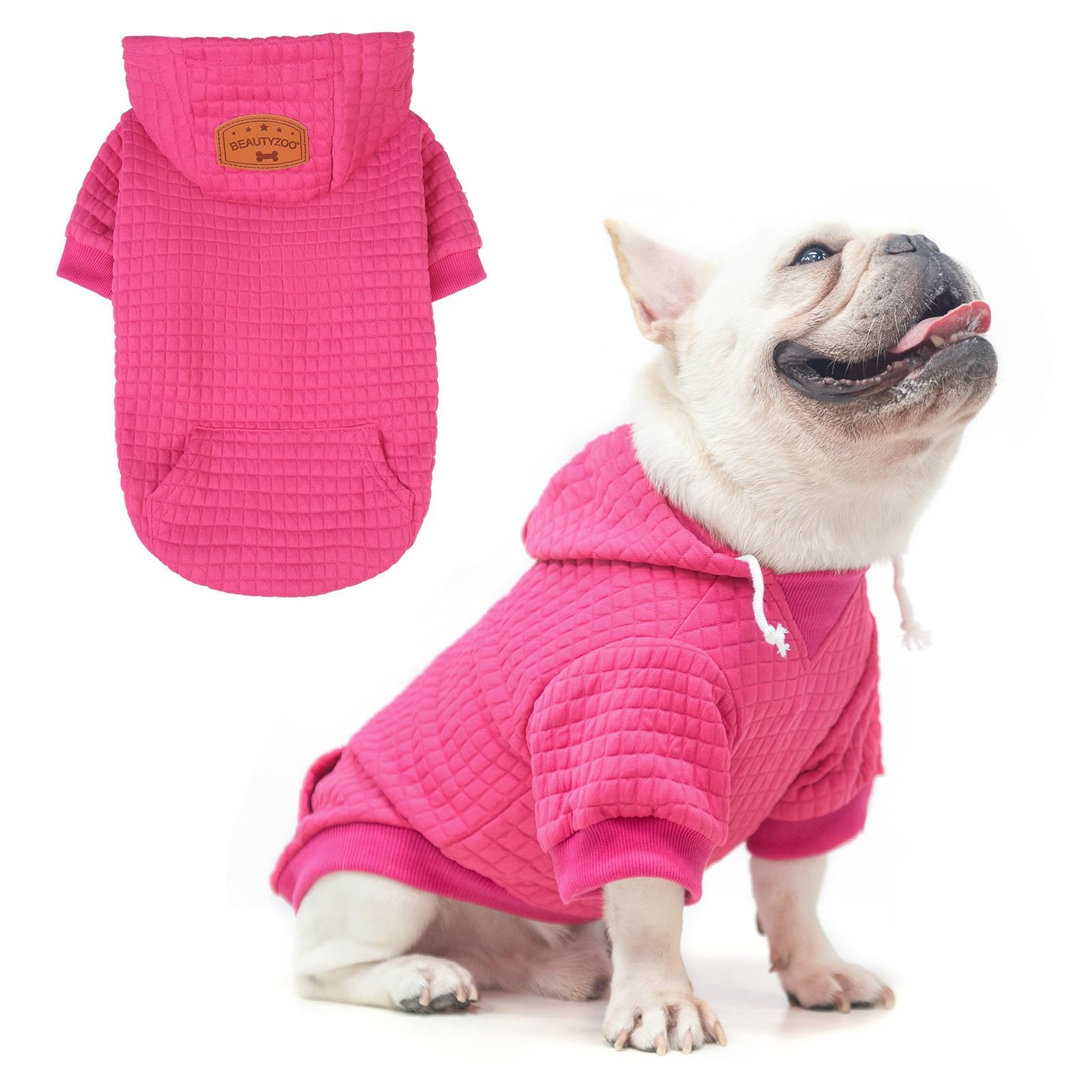 BEAUTYZOO Dog Hoodie with Pocket - Warm Winter Fall Sweatshirt for Small Medium Large Dogs, Adjustable Hood, Leash Hole