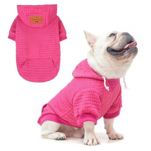 BEAUTYZOO Dog Hoodie with Pocket - Warm Winter Fall Sweatshirt for Small Medium Large Dogs, Adjustable Hood, Leash Hole