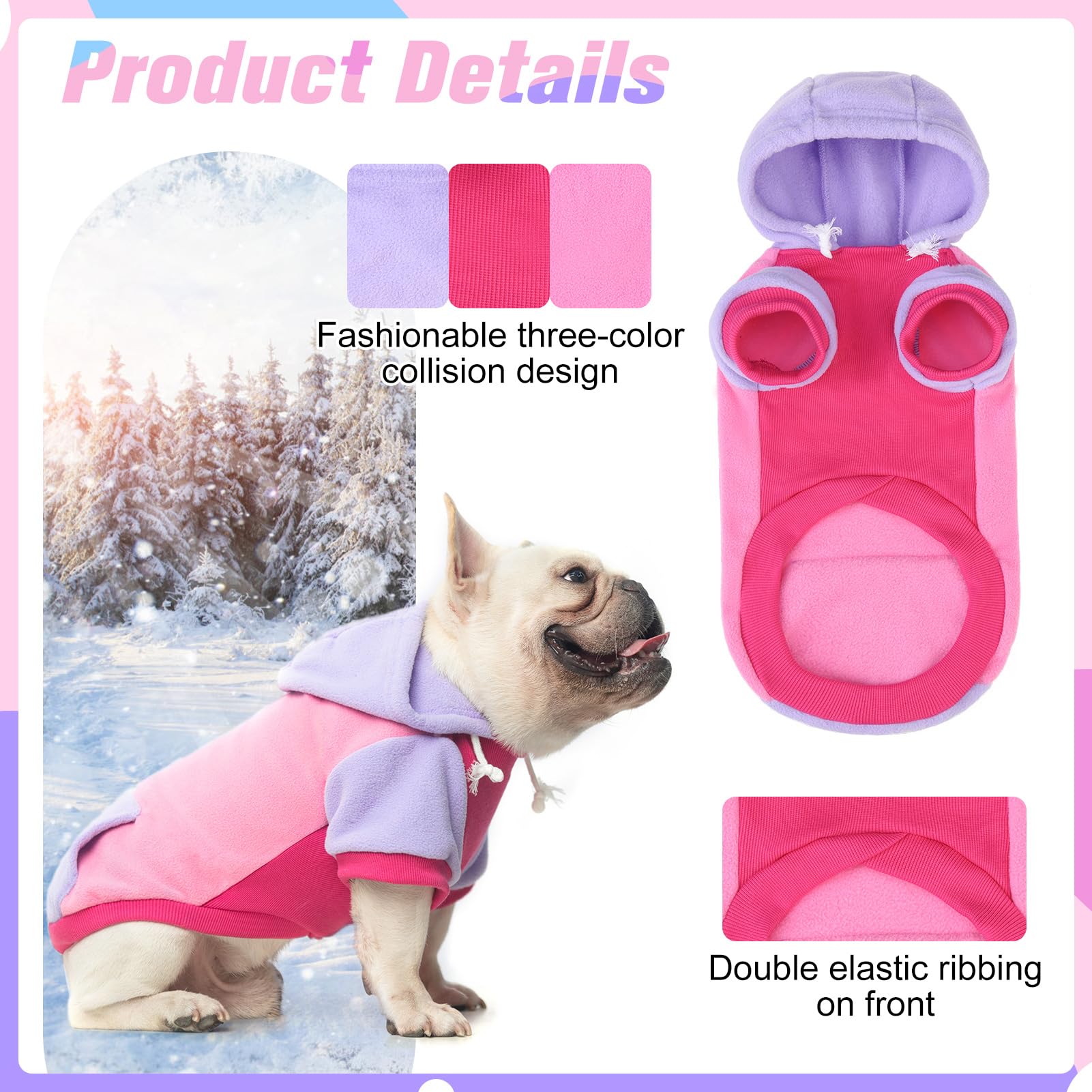 BEAUTYZOO Fleece Dog Hoodie with Leash Hole and Pocket – Stretchy Sweater for Small to Large Dogs, Warm Winter Coat for Cold Days