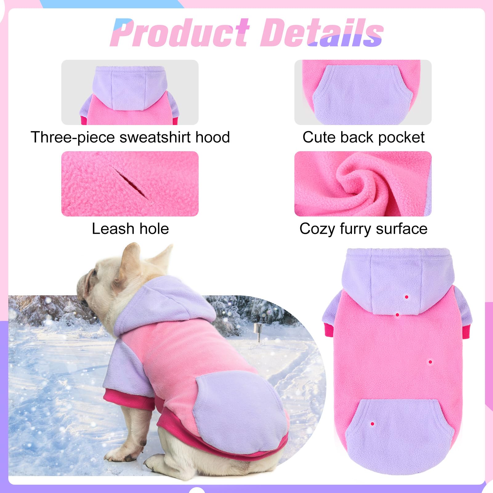 BEAUTYZOO Fleece Dog Hoodie with Leash Hole and Pocket – Stretchy Sweater for Small to Large Dogs, Warm Winter Coat for Cold Days