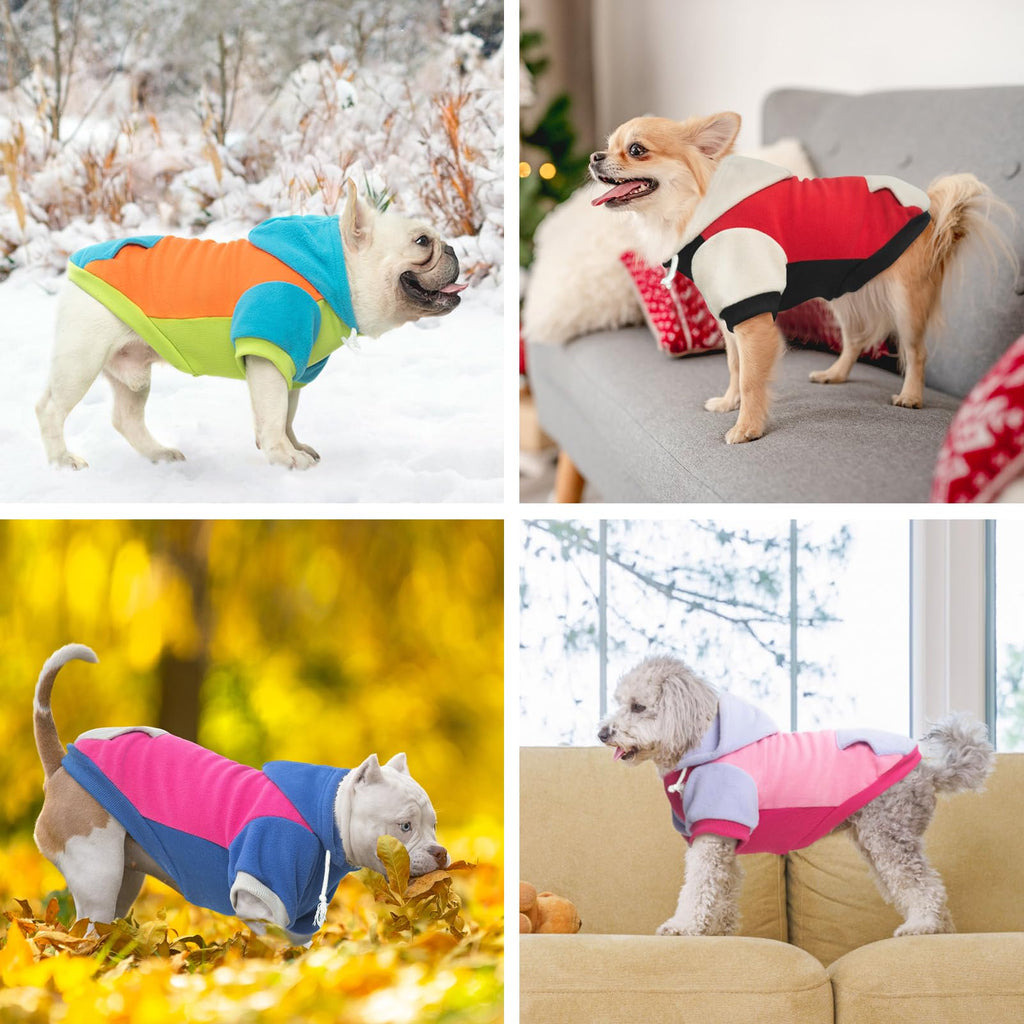 BEAUTYZOO Fleece Dog Hoodie with Leash Hole and Pocket – Stretchy Sweater for Small to Large Dogs, Warm Winter Coat for Cold Days