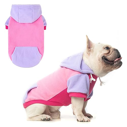 BEAUTYZOO Fleece Dog Hoodie with Leash Hole and Pocket – Stretchy Sweater for Small to Large Dogs, Warm Winter Coat for Cold Days