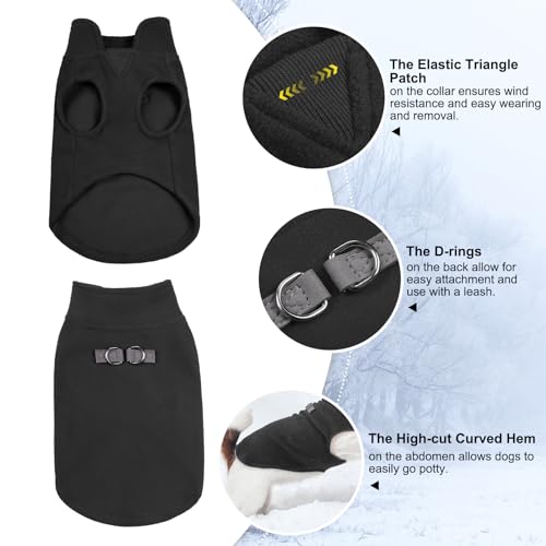 BEAUTYZOO Large Dog Fleece Vest – Warm Winter Pullover Coat with Double D-Rings for Small to Medium Dogs