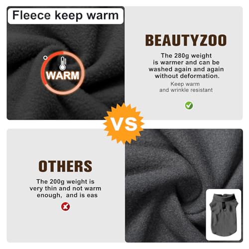 BEAUTYZOO Large Dog Fleece Vest – Warm Winter Pullover Coat with Double D-Rings for Small to Medium Dogs