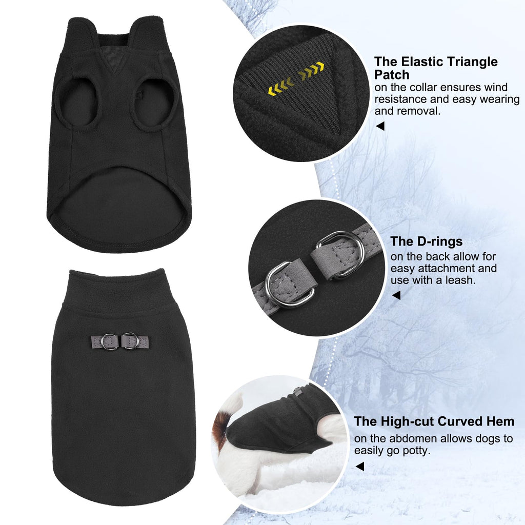 BEAUTYZOO Large Dog Fleece Vest – Warm Winter Pullover Coat with Double D-Rings for Small to Medium Dogs