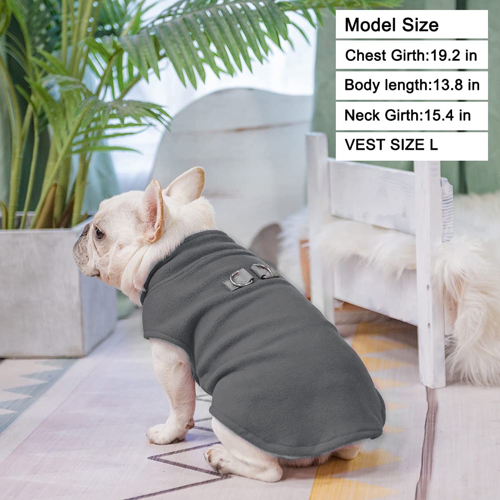 BEAUTYZOO Large Dog Fleece Vest – Warm Winter Pullover Coat with Double D-Rings for Small to Medium Dogs