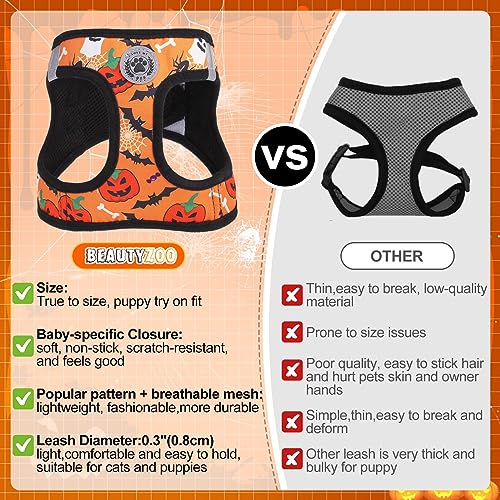 BEAUTYZOO Step-In Dog Harness and Leash Set - Floral Pattern Reflective Vest for Small Dogs, XS Size, No Pull, No Choke