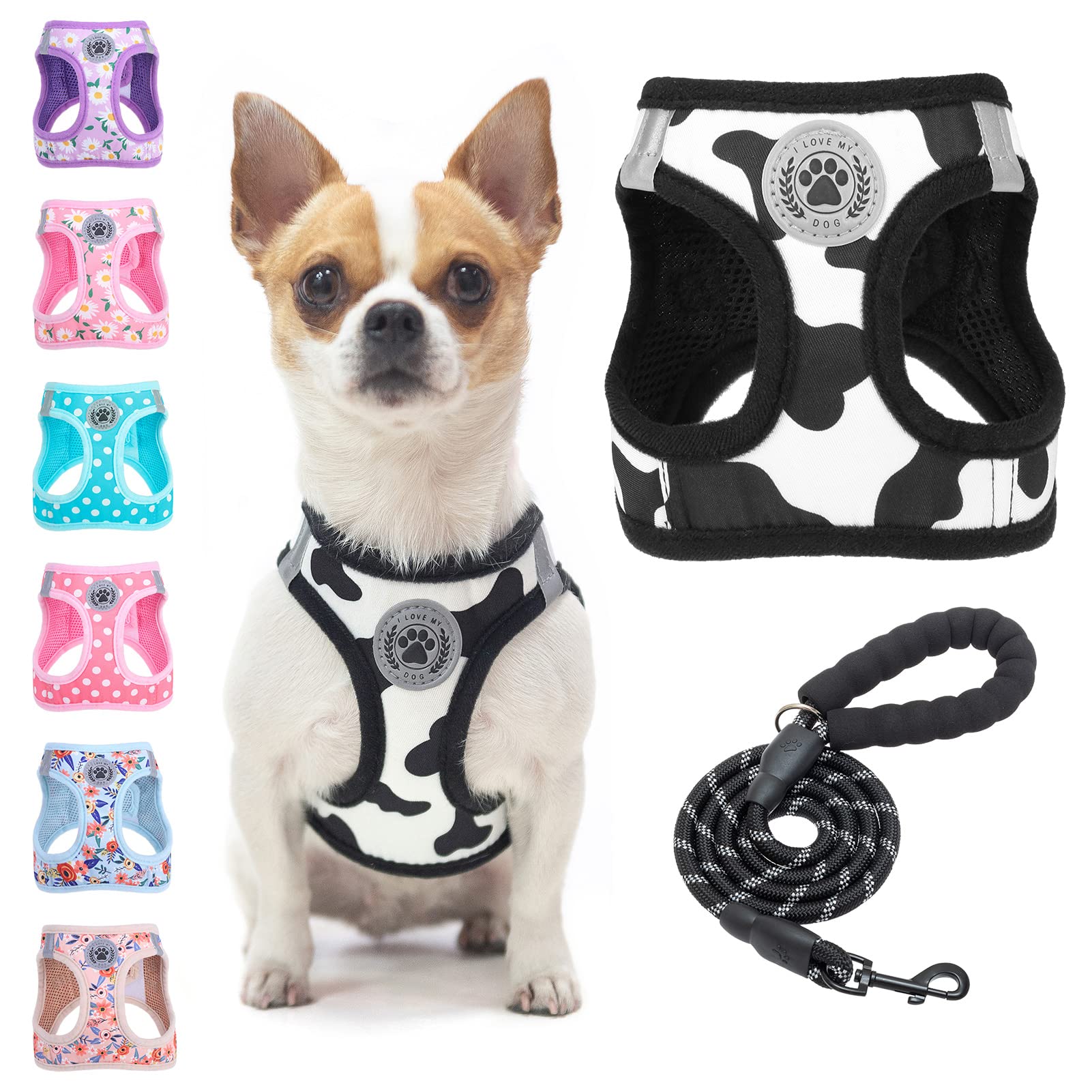 BEAUTYZOO Step-in Dog Harness and Leash Set – Reflective, No-Pull, Machine Washable for Small Dogs & Cats (XXS/XS/S)