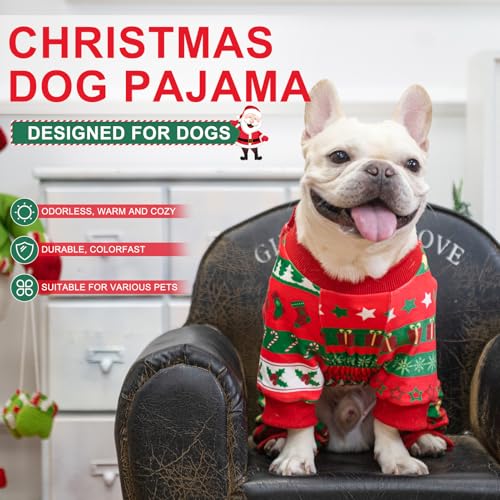 BEAUTYZOO XXL Dog Christmas Pajamas – Soft Fleece Crystal Velvet Belly Wrap Onesie for Large Dogs, Red