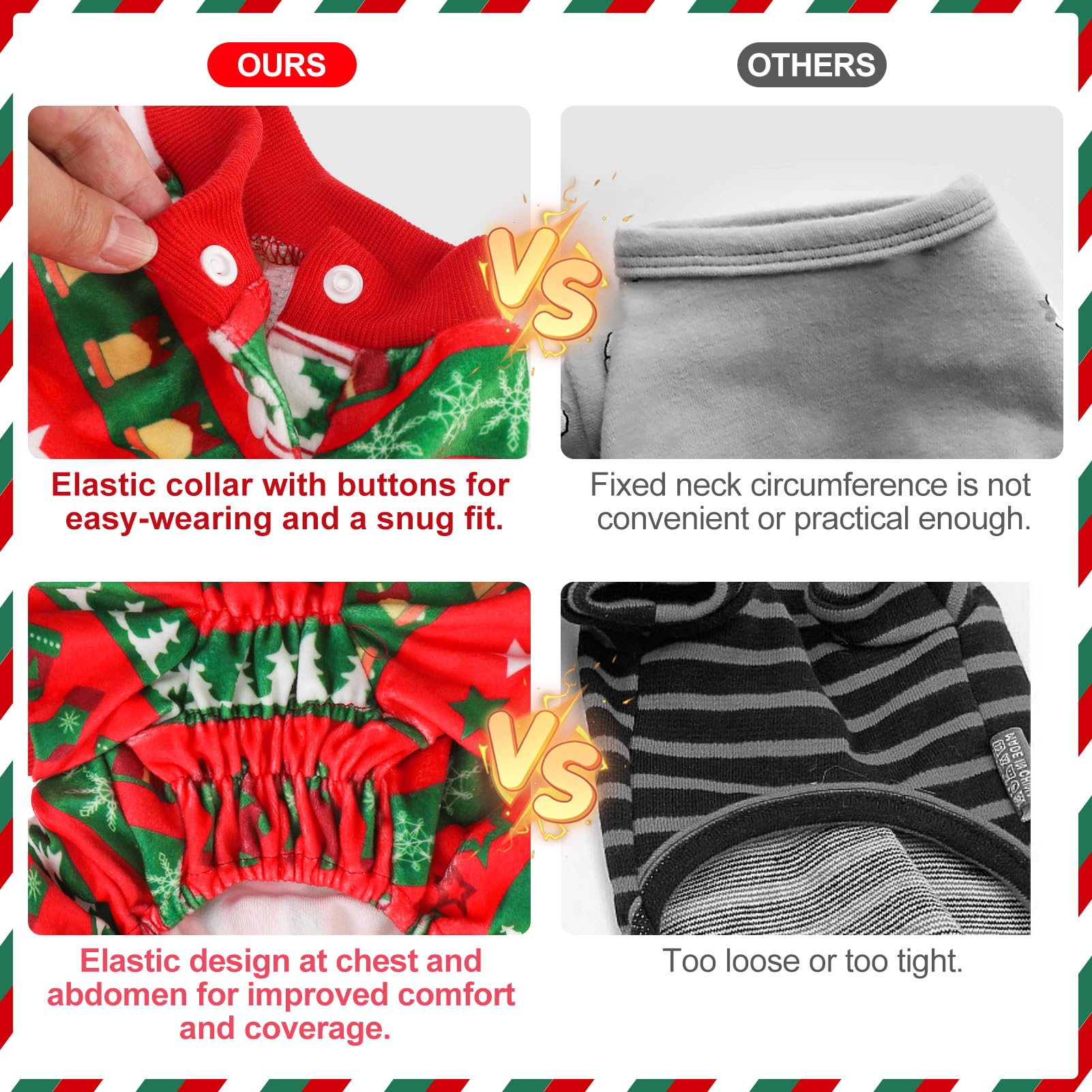 BEAUTYZOO XXL Dog Christmas Pajamas – Soft Fleece Crystal Velvet Belly Wrap Onesie for Large Dogs, Red