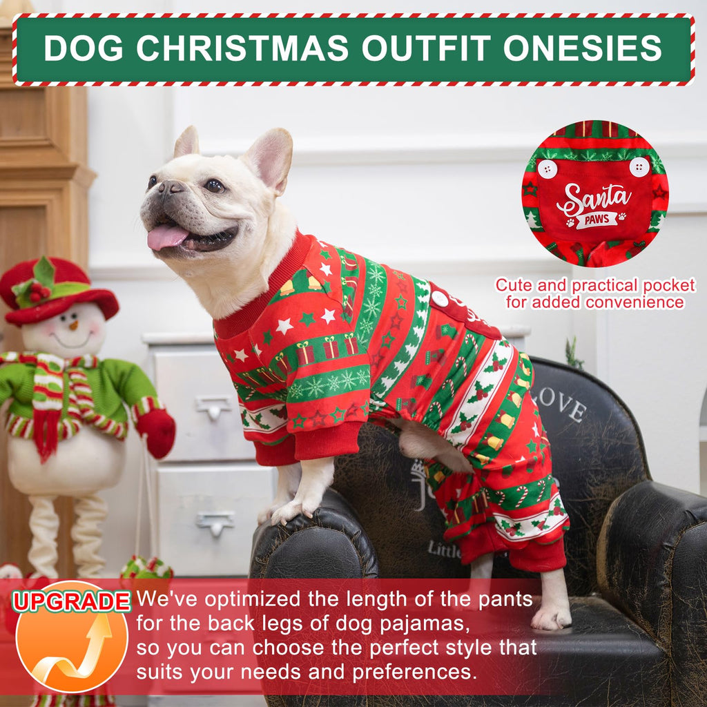 BEAUTYZOO XXL Dog Christmas Pajamas – Soft Fleece Crystal Velvet Belly Wrap Onesie for Large Dogs, Red