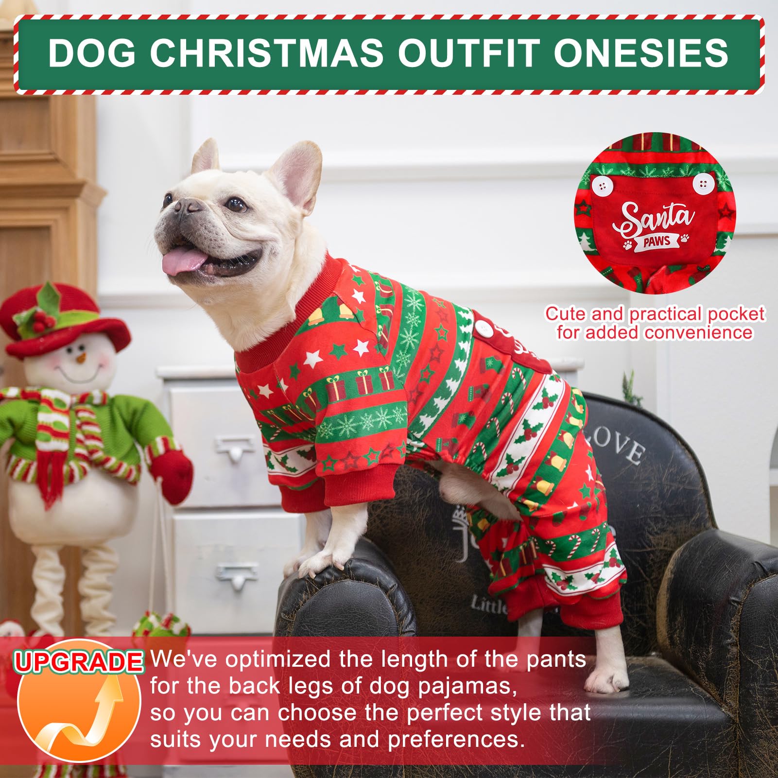 BEAUTYZOO XXL Dog Christmas Pajamas – Soft Fleece Crystal Velvet Belly Wrap Onesie for Large Dogs, Red