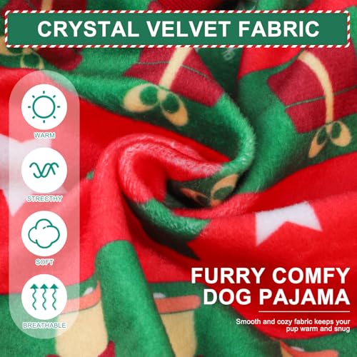 BEAUTYZOO XXL Dog Christmas Pajamas – Soft Fleece Crystal Velvet Belly Wrap Onesie for Large Dogs, Red