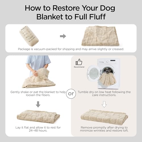 Bedsure 30x40 Inch Brown Wave Fleece Dog Blanket – Soft 300GSM Fluffy Blanket for Pets, Machine Washable