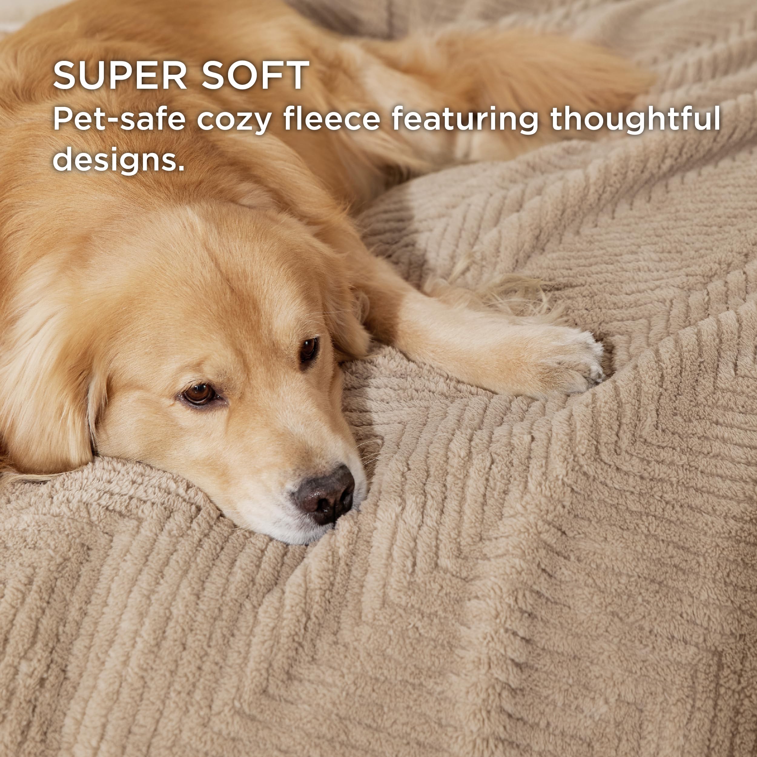 Bedsure 30x40 Inch Brown Wave Fleece Dog Blanket – Soft 300GSM Fluffy Blanket for Pets, Machine Washable