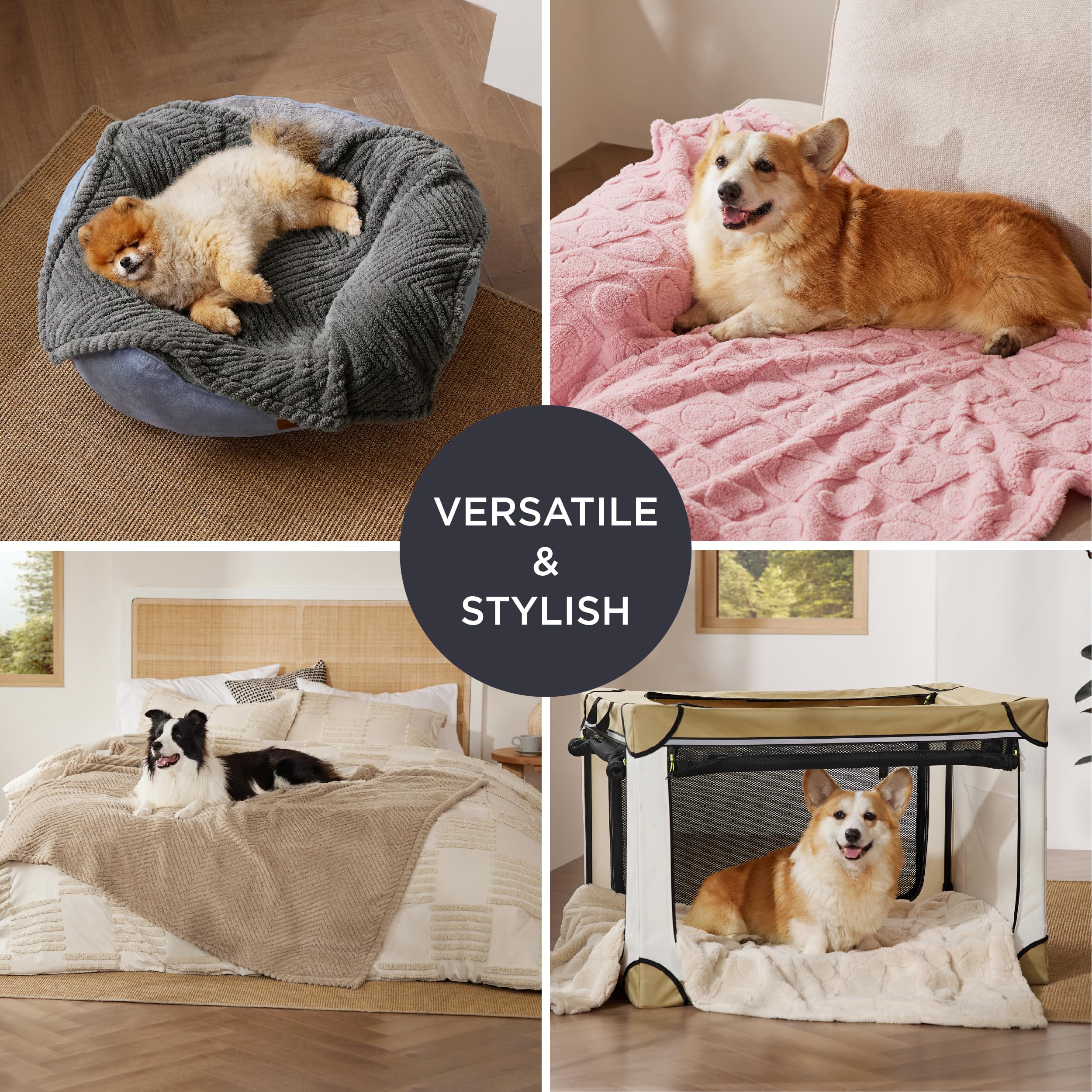 Bedsure 30x40 Inch Brown Wave Fleece Dog Blanket – Soft 300GSM Fluffy Blanket for Pets, Machine Washable