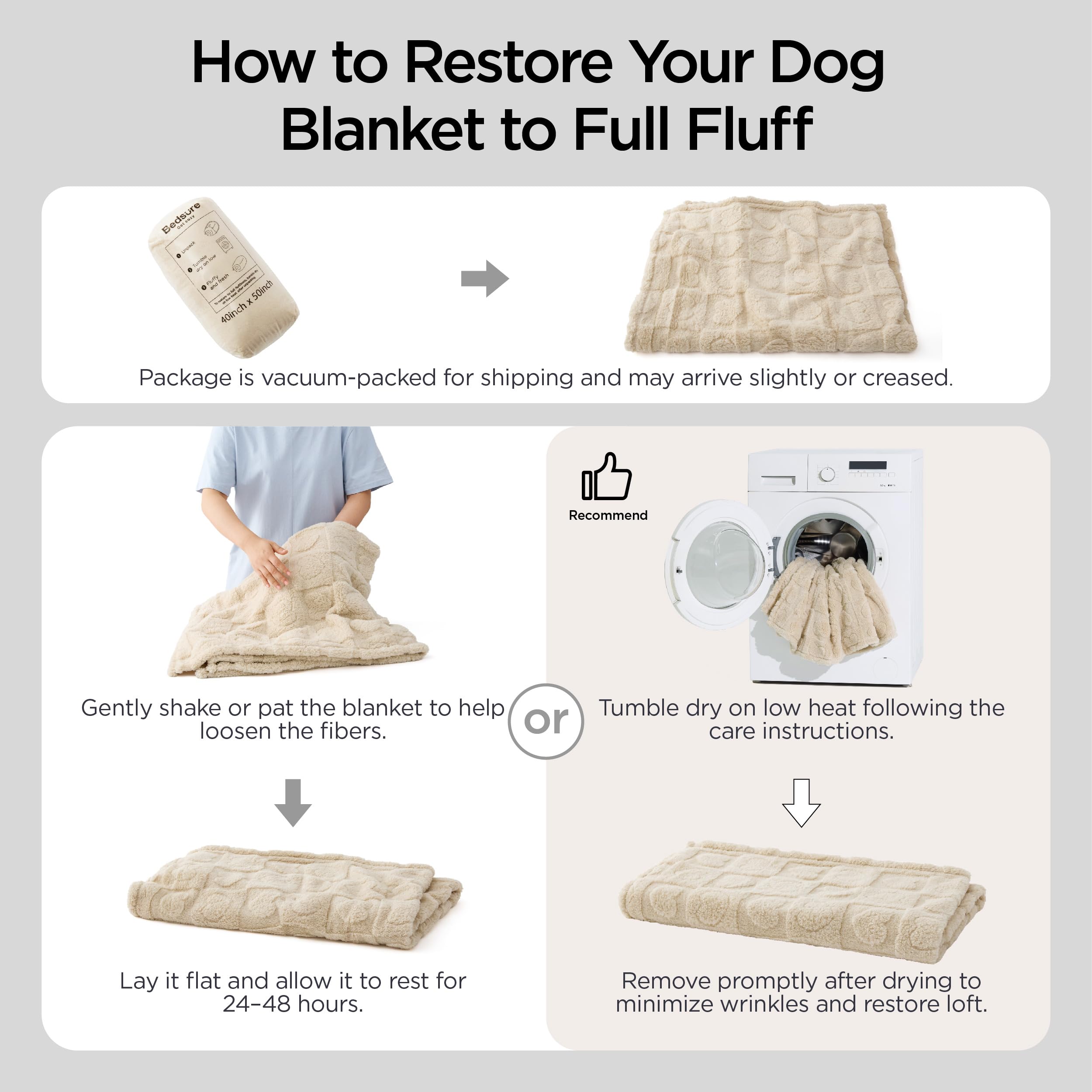 Bedsure 30x40 Inch Brown Wave Fleece Dog Blanket – Soft 300GSM Fluffy Blanket for Pets, Machine Washable
