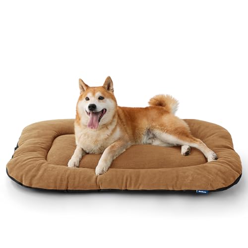 Bedsure Anti-Slip Fleece Dog Crate Pad 35x22 - Washable Large Dog Kennel Mat (Not Chew Proof)