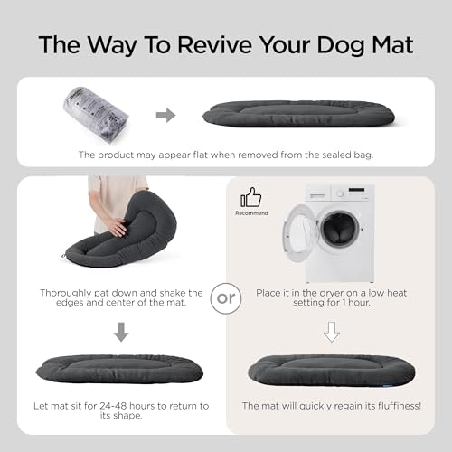 Bedsure Anti-Slip Fleece Dog Crate Pad 35x22 - Washable Large Dog Kennel Mat (Not Chew Proof)