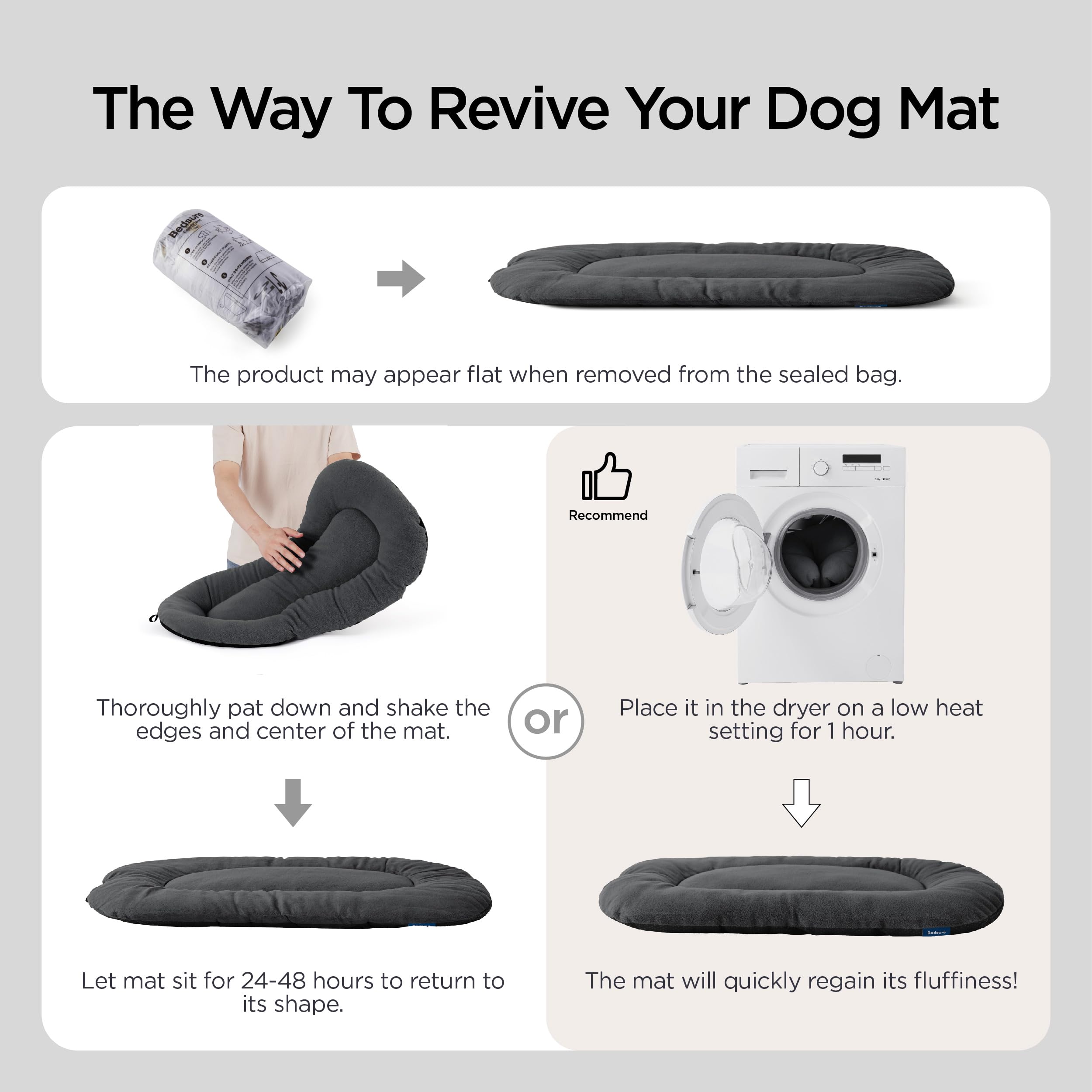 Bedsure Anti-Slip Fleece Dog Crate Pad 35x22 - Washable Large Dog Kennel Mat (Not Chew Proof)