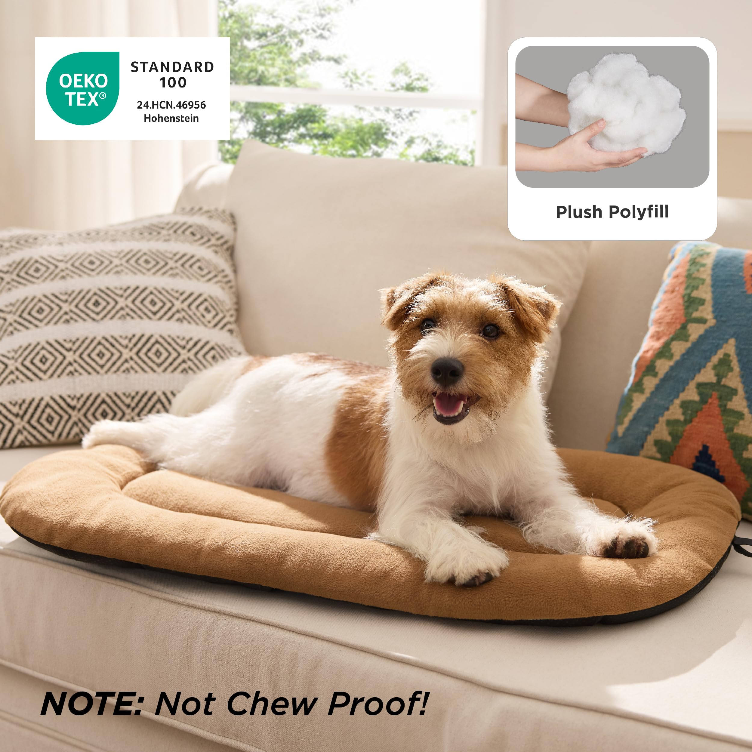 Bedsure Anti-Slip Fleece Dog Crate Pad 35x22 - Washable Large Dog Kennel Mat (Not Chew Proof)