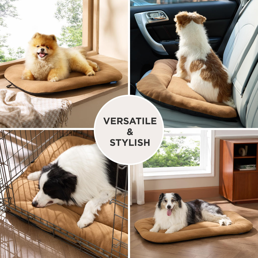 Bedsure Anti-Slip Fleece Dog Crate Pad 35x22 - Washable Large Dog Kennel Mat (Not Chew Proof)