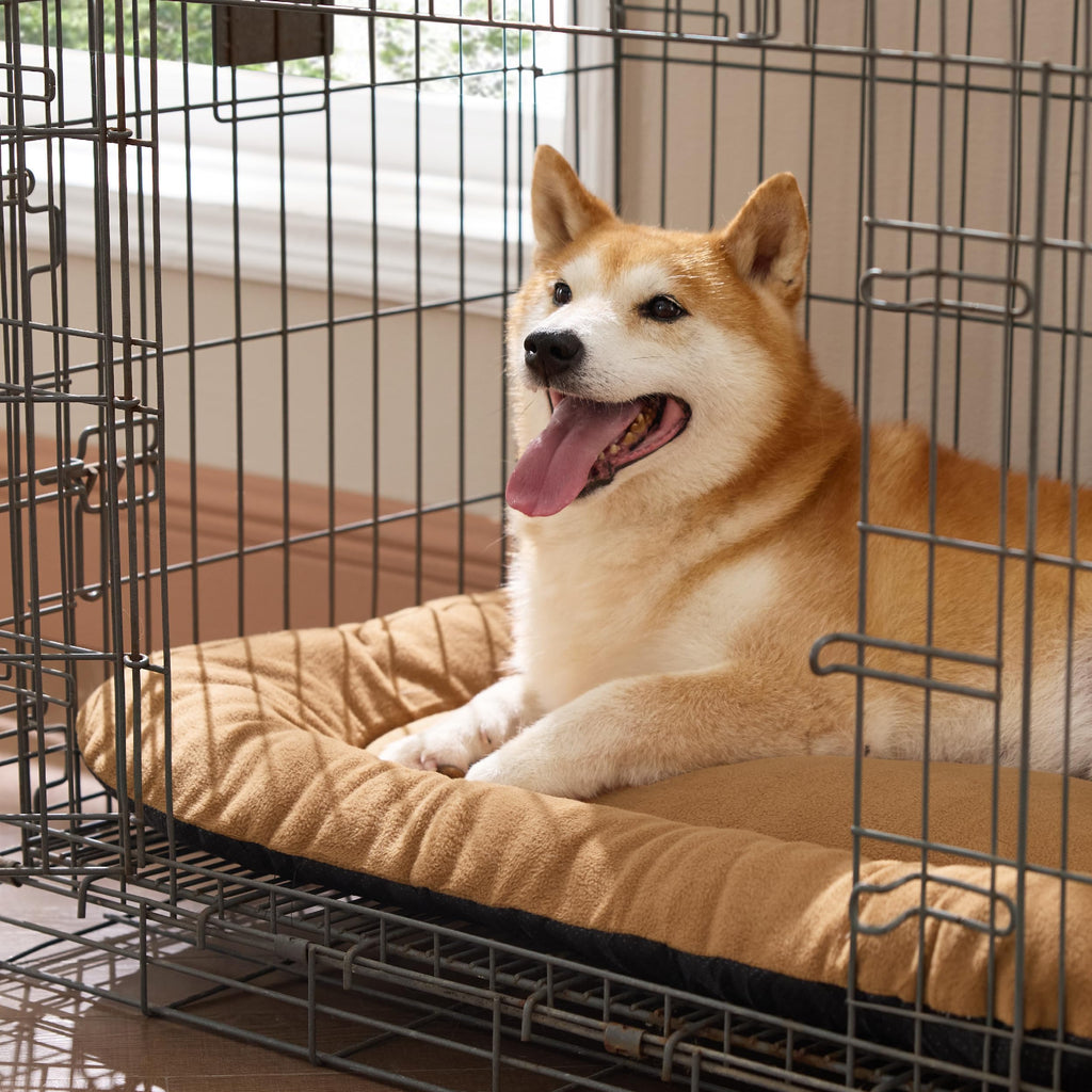 Bedsure Anti-Slip Fleece Dog Crate Pad 35x22 - Washable Large Dog Kennel Mat (Not Chew Proof)