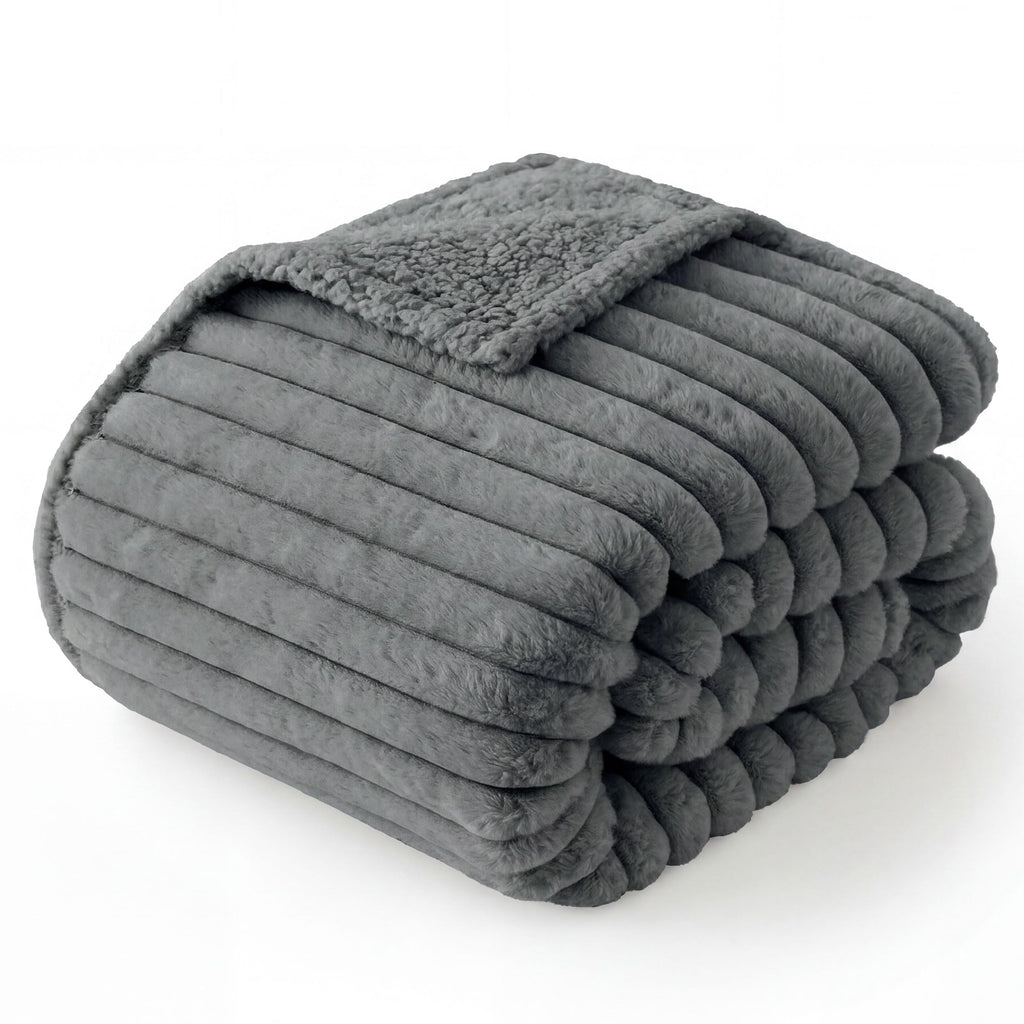 Bedsure Waterproof Dog Blanket for Small Dogs – 25x35 Inch Reversible Corduroy Sherpa Fleece, Warm Grey, Machine Washable