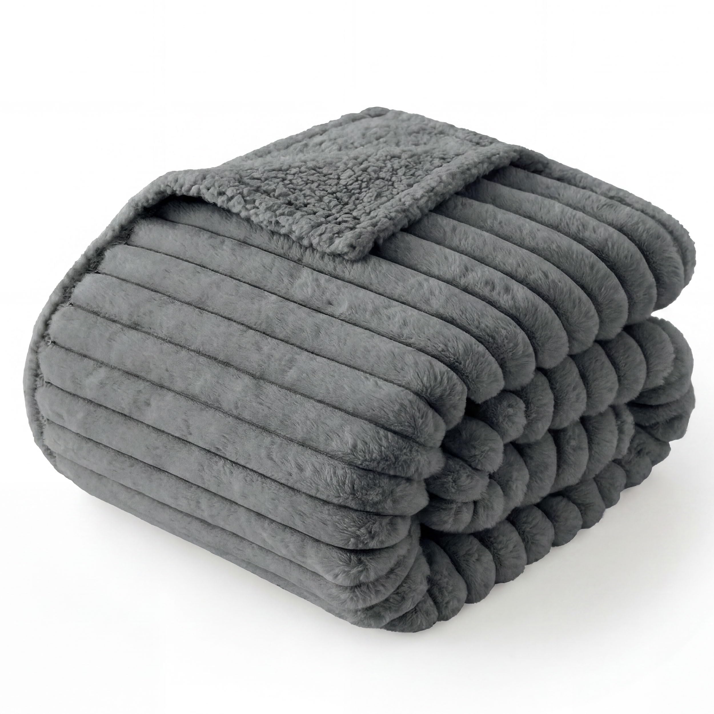 Bedsure Waterproof Dog Blanket for Small Dogs – 25x35 Inch Reversible Corduroy Sherpa Fleece, Warm Grey, Machine Washable