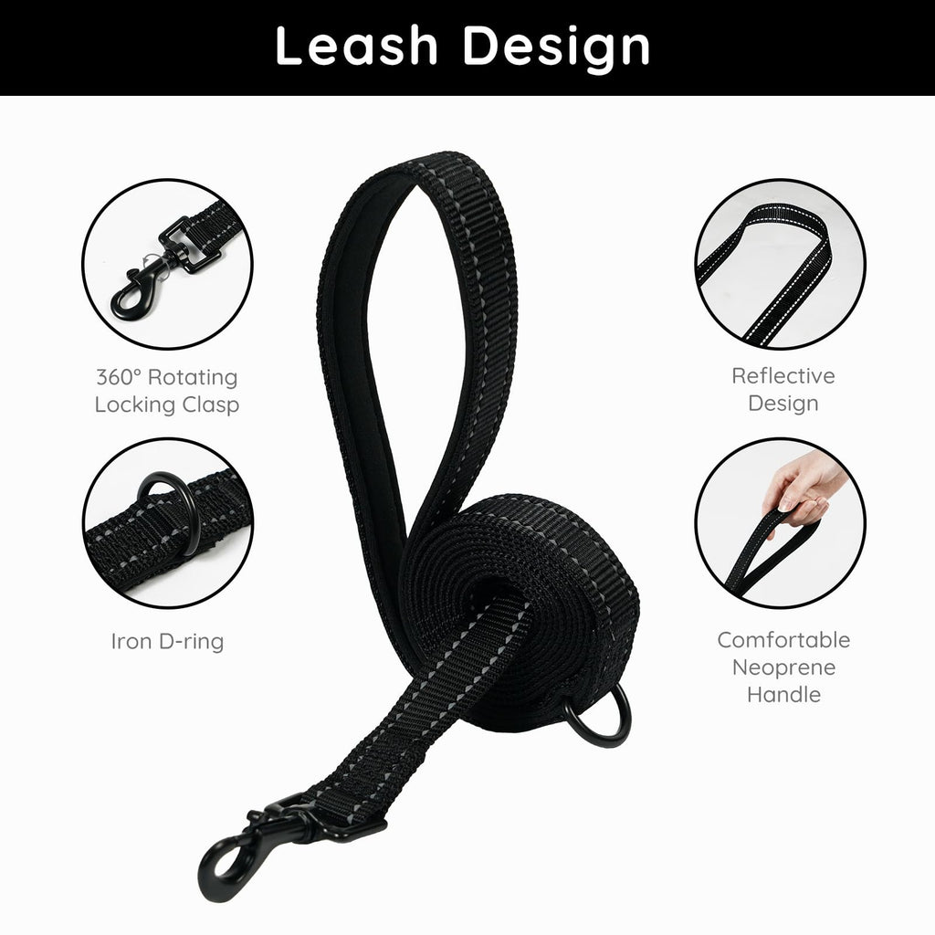 BELLA & PAL Step in Vest Harness for Small and Medium Dogs – No Pull Harness with Leash, Air Mesh, Reflective Strips (Deep Black, M)
