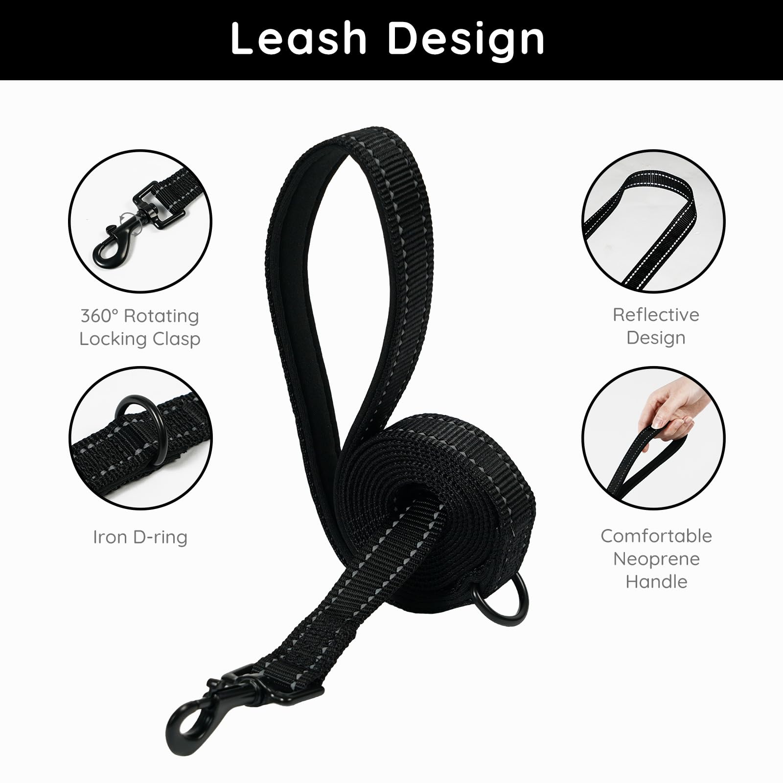 BELLA & PAL Step in Vest Harness for Small and Medium Dogs – No Pull Harness with Leash, Air Mesh, Reflective Strips (Deep Black, M)