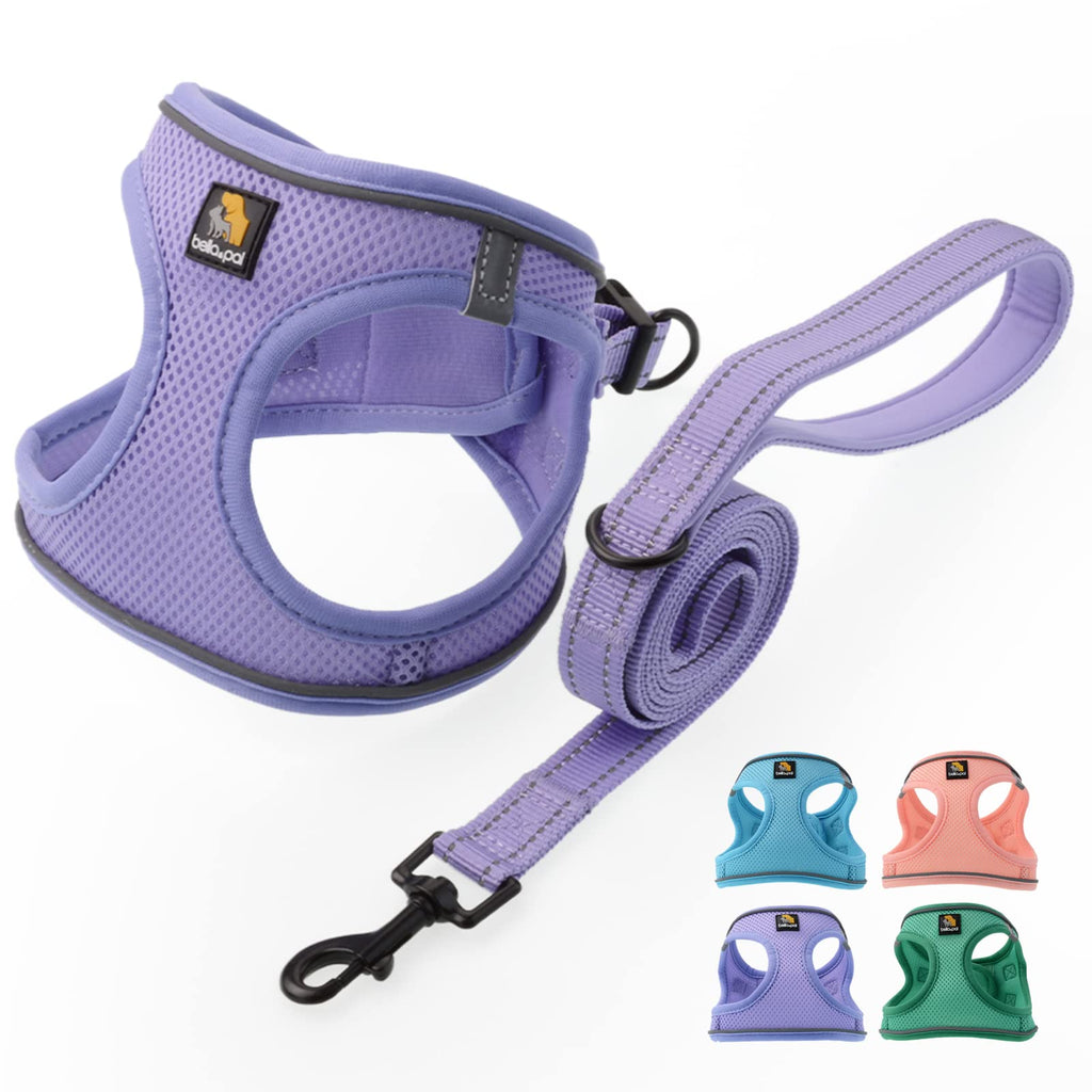 BELLA & PAL Step in Vest Harness for Small and Medium Dogs, No Pull Harness with Leash, Breathable Air Mesh, Reflective Strips, Lavender, Size M