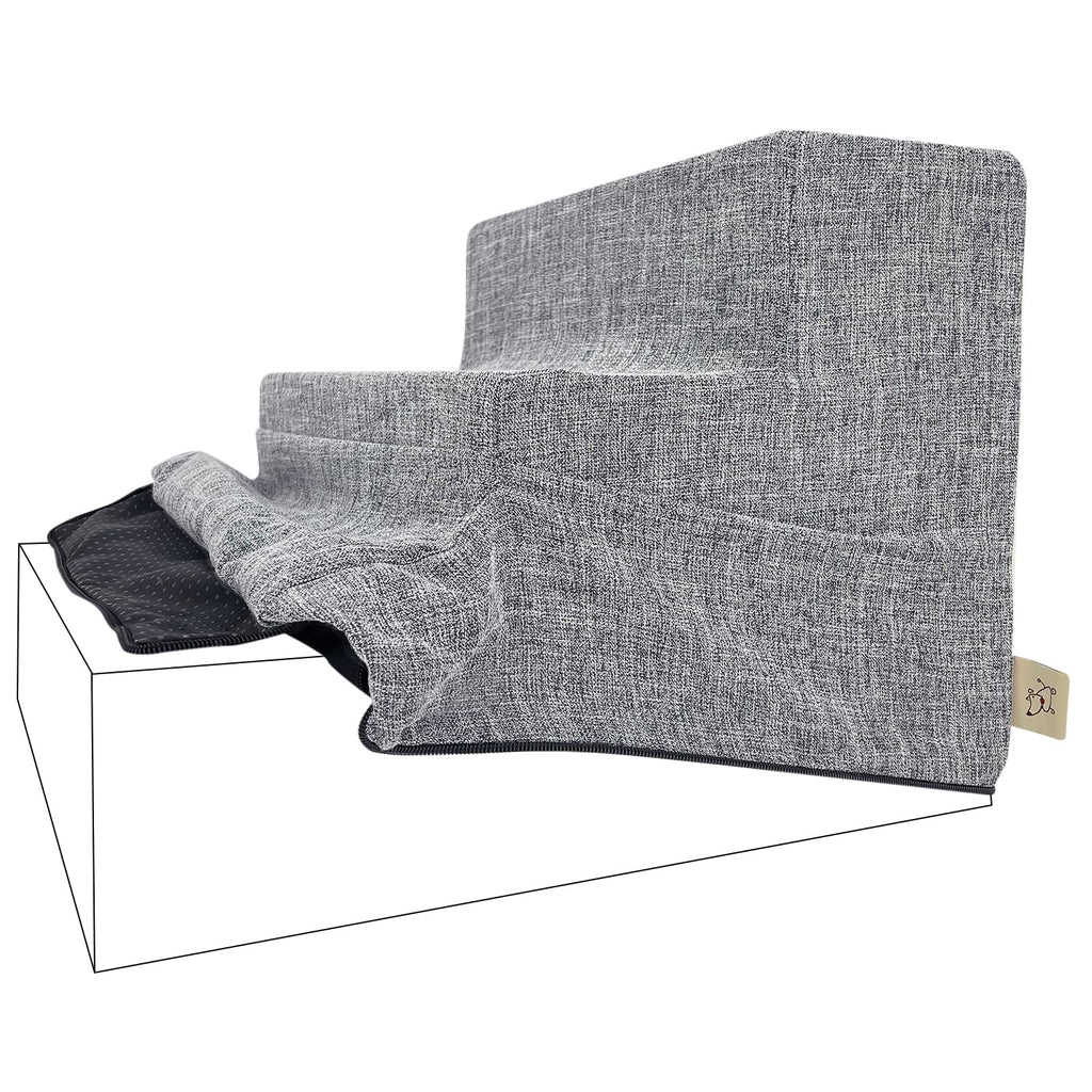Best Pet Supplies Foam Pet Steps Cover - Ash Gray Linen, 3-Step Replacement for Small Dogs and Cats