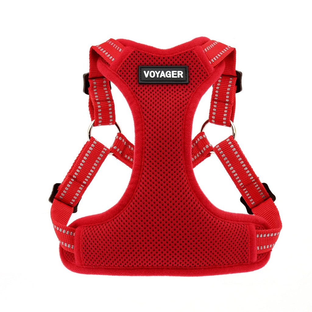 Best Pet Supplies Voyager Step-in Dog Harness - Size L, Red - Breathable Mesh with Reflective Straps