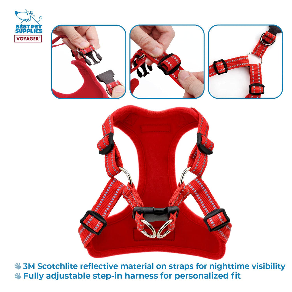 Best Pet Supplies Voyager Step-in Dog Harness - Size L, Red - Breathable Mesh with Reflective Straps