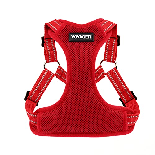 Best Pet Supplies Voyager Step-in Dog Harness - Size L, Red - Breathable Mesh with Reflective Straps